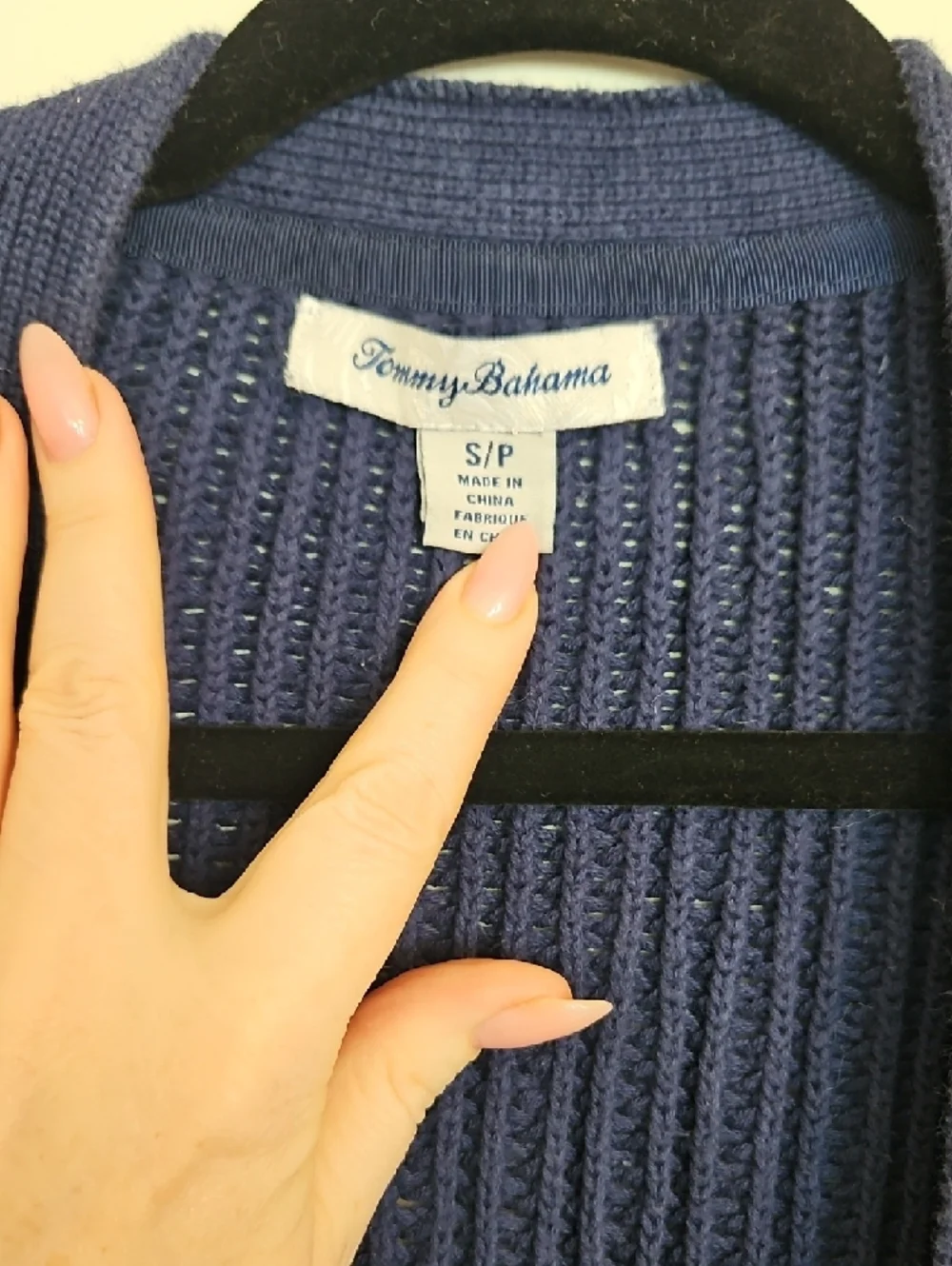Tommy Bahama Open-Front Navy Knit Cardigan